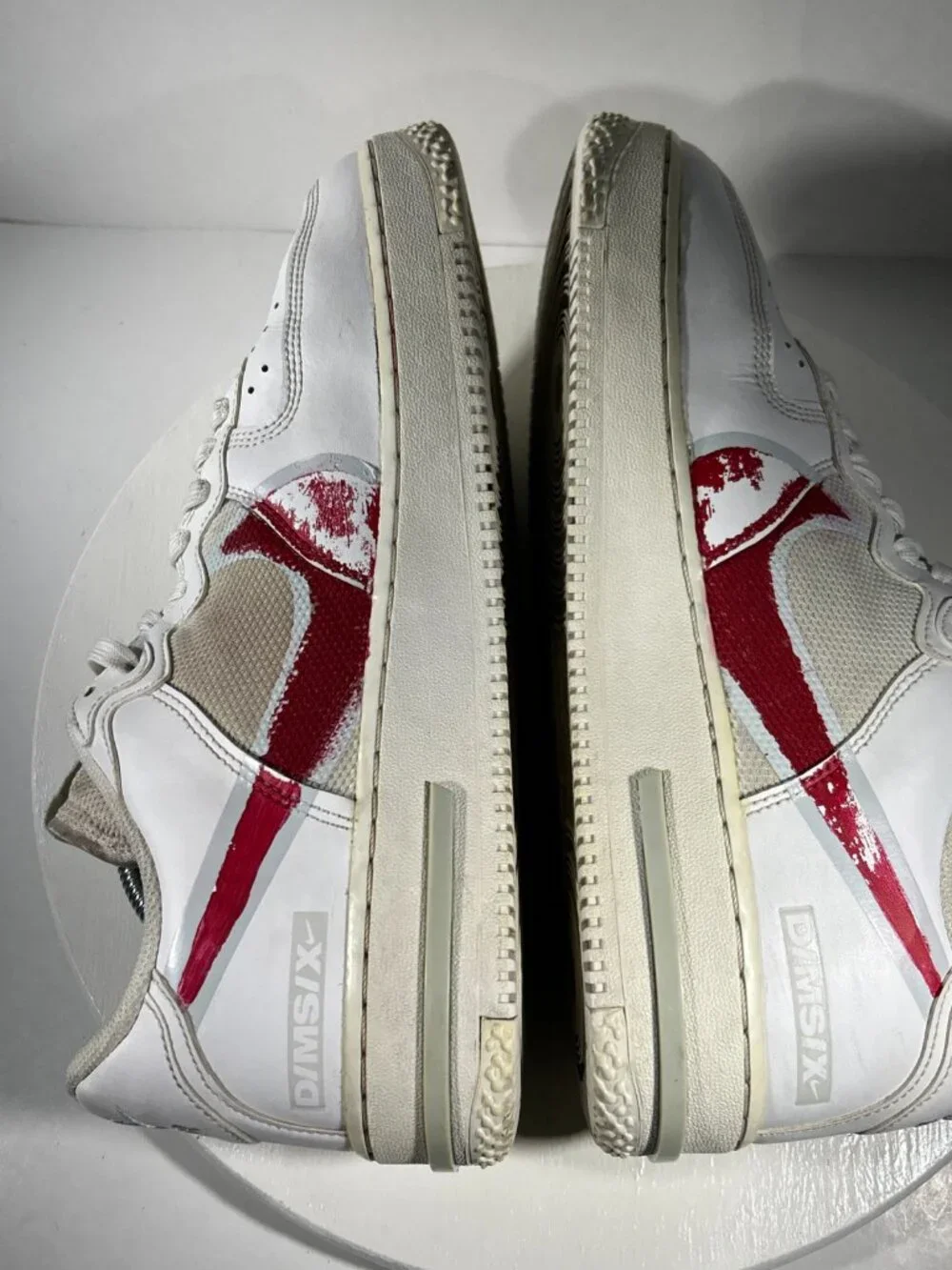 Nike Air Force 1 React Mens Leather Shoes Size 10.5 White Custom Red AF Sneakers